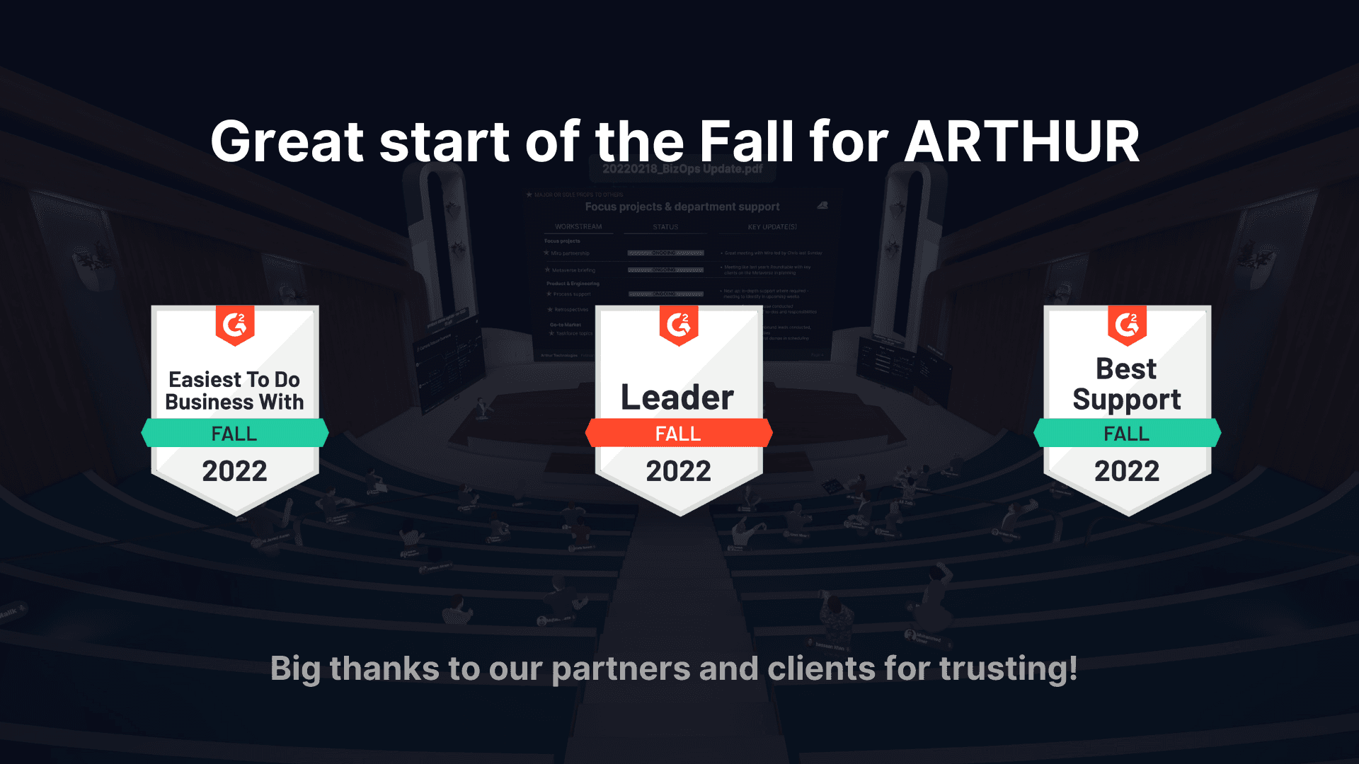 Arthur is named a VR Collaboration leader in G2 Fall ’22 Report